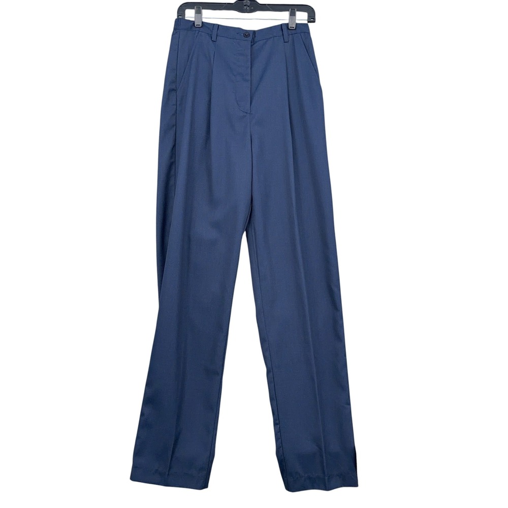 Chadwick's Pleated Front Trousers Women 10T Poly Rayon Navy Blue
